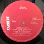 F-R David  Words  (LP, Album)