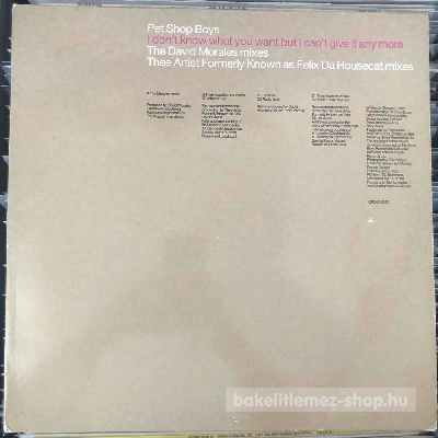 Pet Shop Boys - I Dont Know What You Want But I Cant Give It Any More  (2 x 12", Promo) (vinyl) bakelit lemez