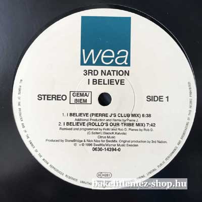 3rd Nation - I Believe  (12", Maxi) (vinyl) bakelit lemez
